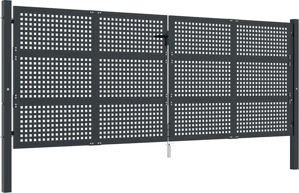 vidaXL antracit színű acél kerti kapu 400 x 150 cm