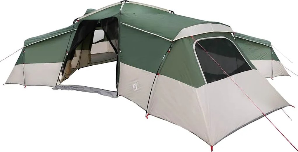 vidaXL Családi Sátor tetővel tárolóval Zöld 833 x 585 x 216 cm taft