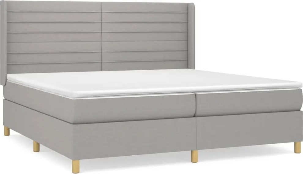 vidaXL világosszürke szövet rugós ágy matraccal 200 x 200 cm