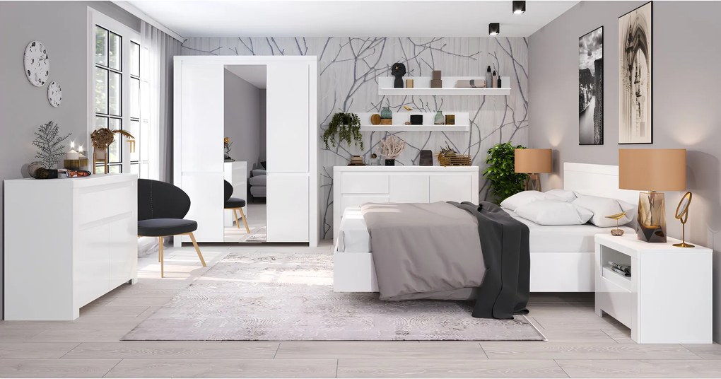 Komód 2D1S, fehér fényes, LINDY