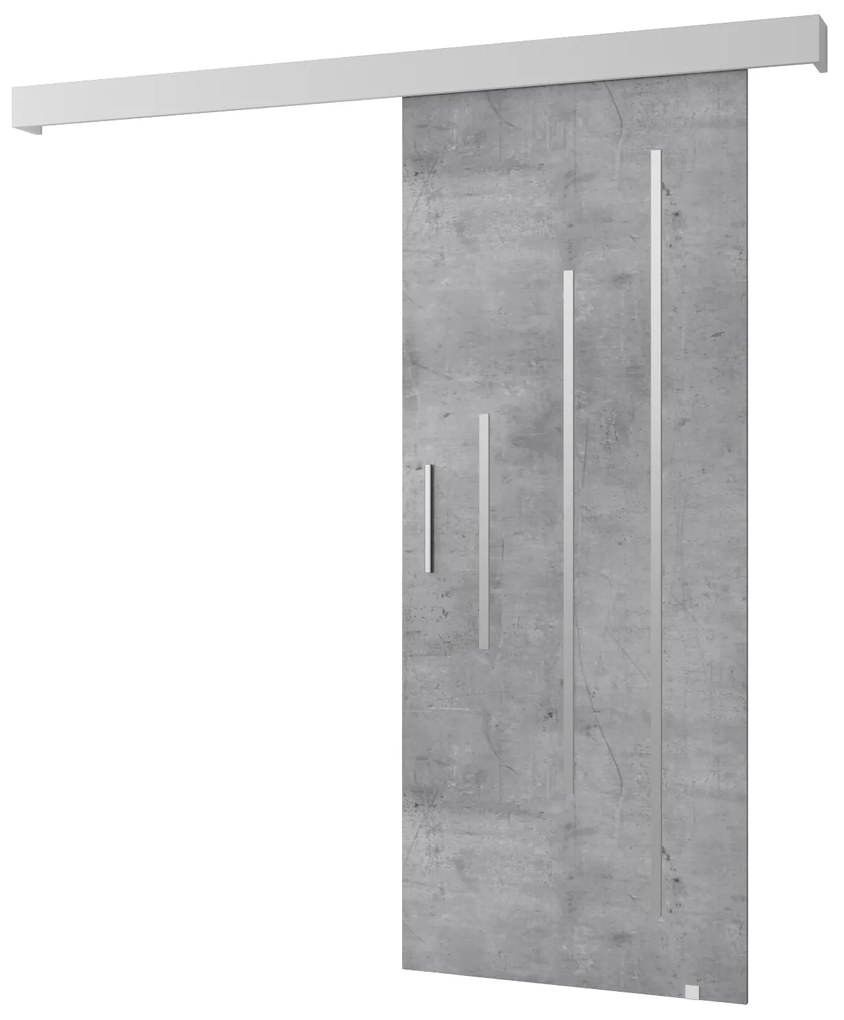 Tolóajtó 90 cm Sharlene Y (beton + matt fehér + ezüst). 1044015