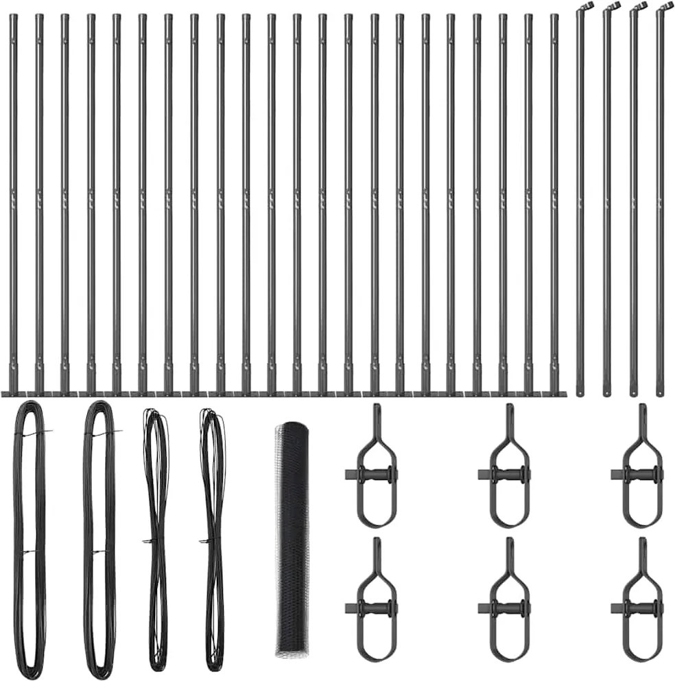 vidaXL Kerítésoszlop Szürke 50 x 1,2 m (13 mm háló) Acél és PVC