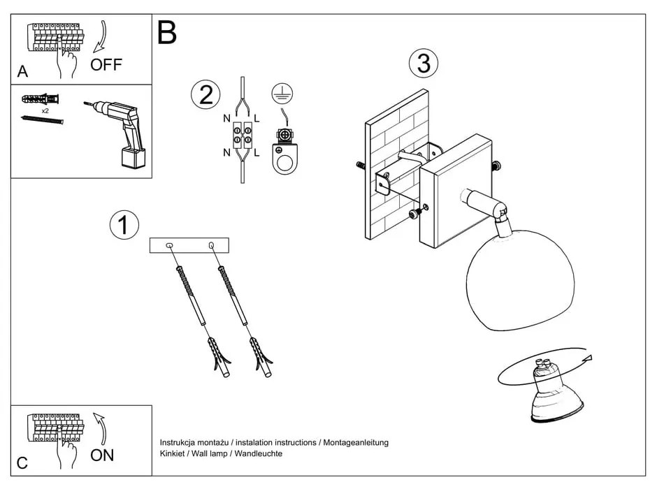 Ollo fehér falilámpa - Sollux