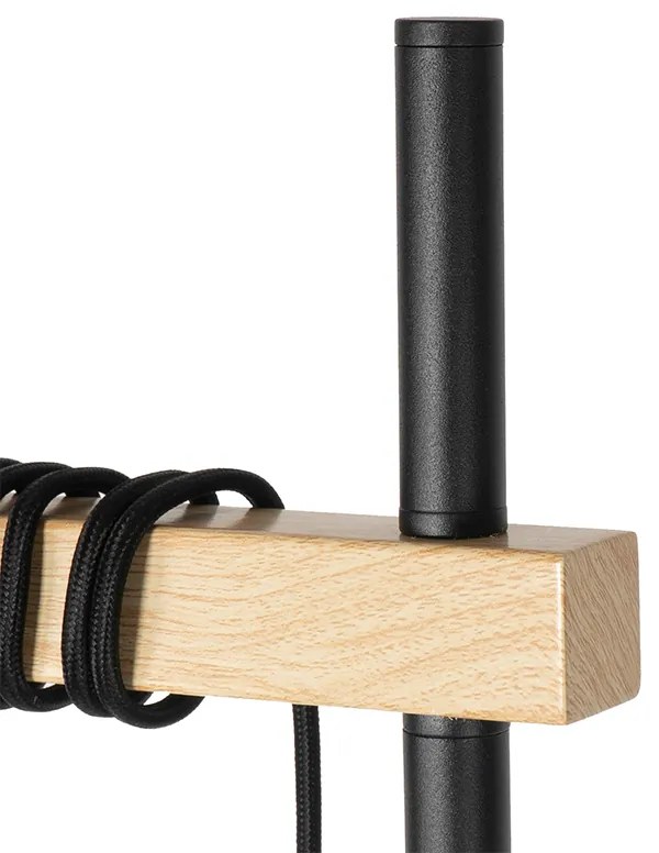 Rusztikus állólámpa fekete fával 2-lámpás - Chon