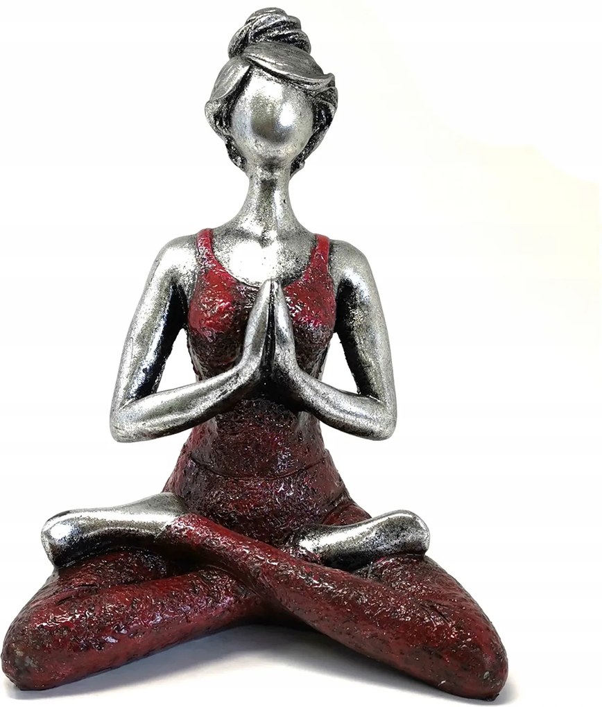 Női figura 24cm Jóga Ezüst és bordó