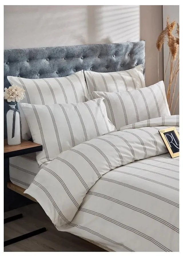 Krémszínű kétszemélyes hosszabbított pamut ágyneműhuzat 200x220 cm – Mila Home