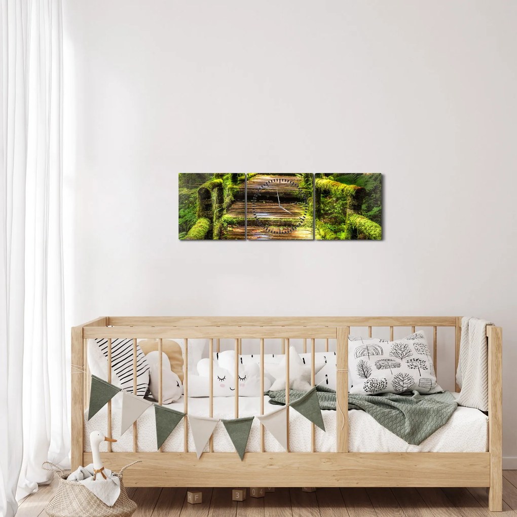 Lépcső az esőerdőben képe (órával) (90x30 cm)