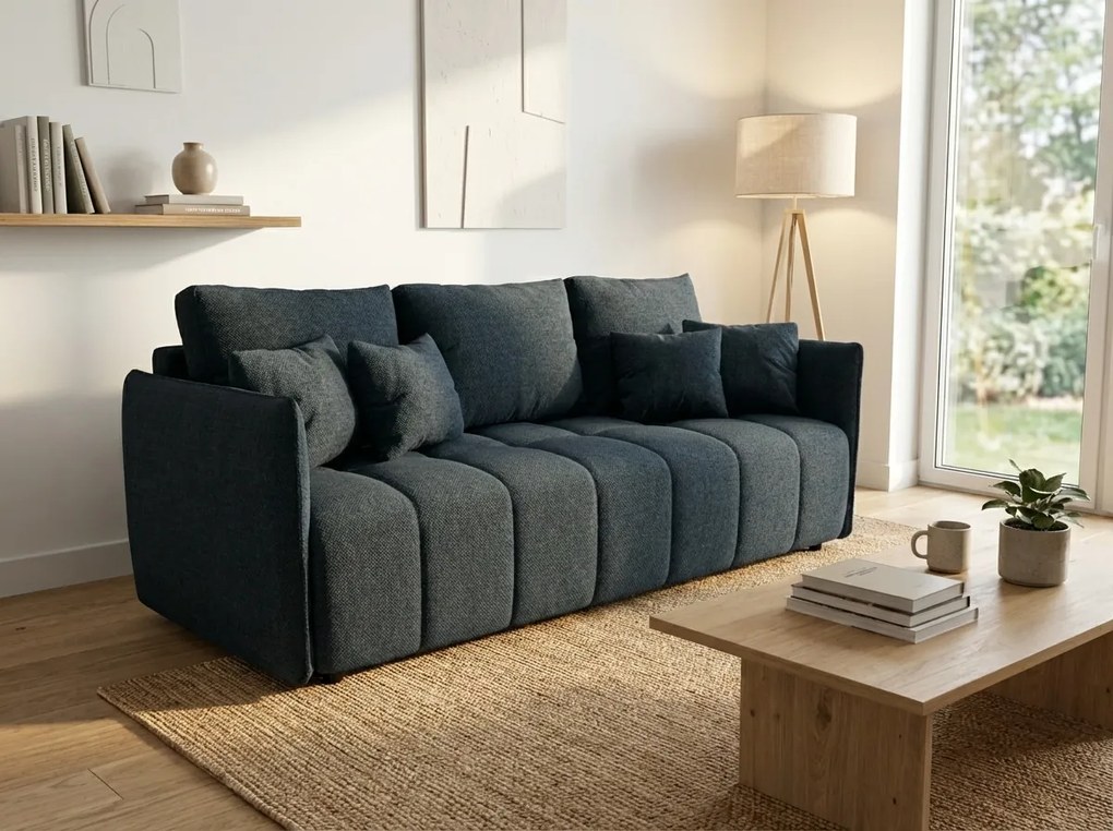 Kihúzható 3 személyes kanapé VELORA 215x103 cm, sötétkék