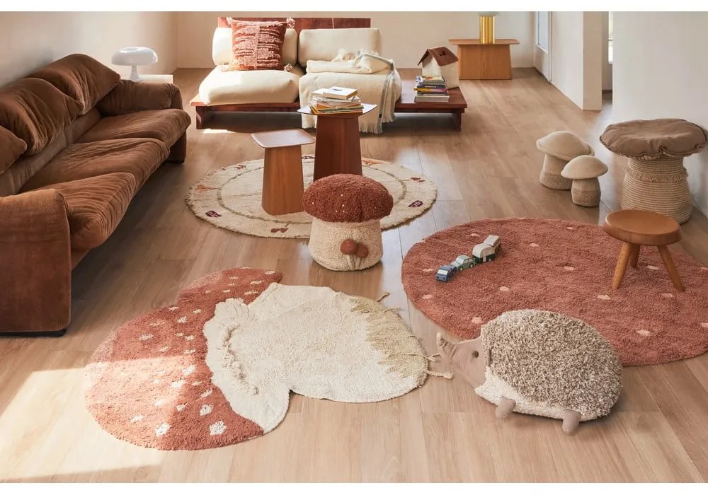 Bézs mosható kézi szövésű pamut gyerek szőnyeg ø140 cm Chanterelle – Lorena Canals