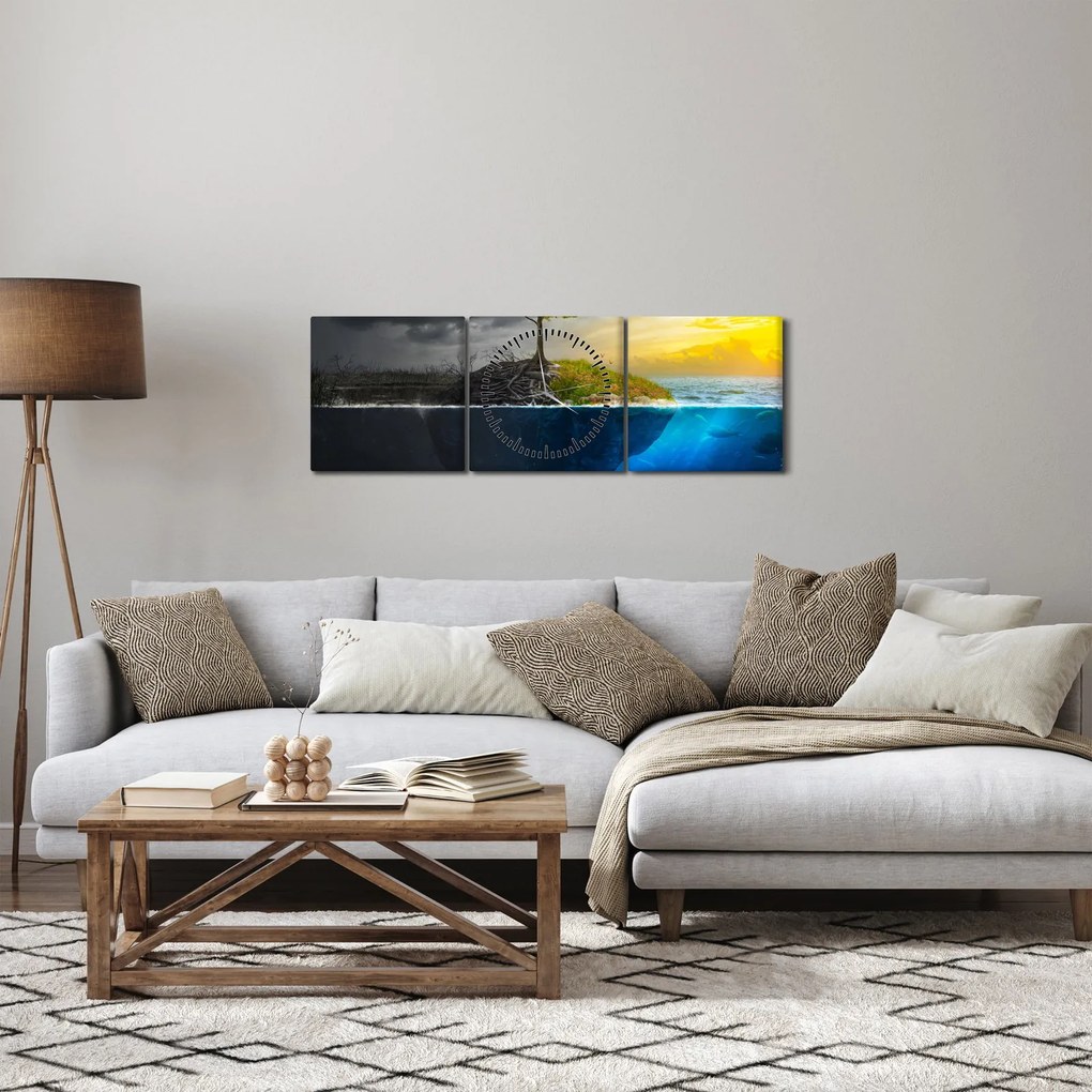 Két oldalt mutató kép (órával) (90x30 cm)