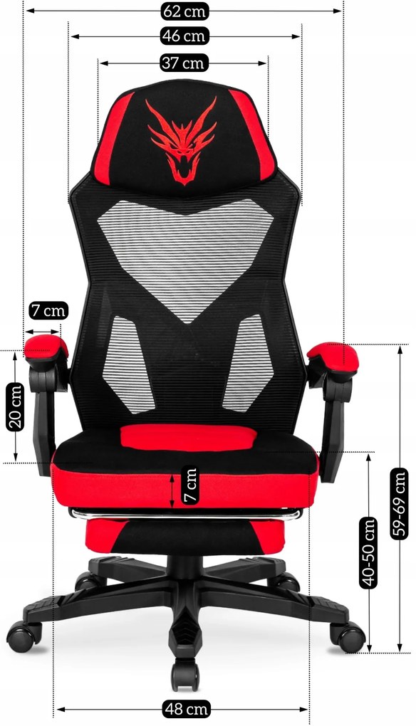 Gamer Forgószék Fekete/Piros Színben. Teherbírás: 150 kg. BING