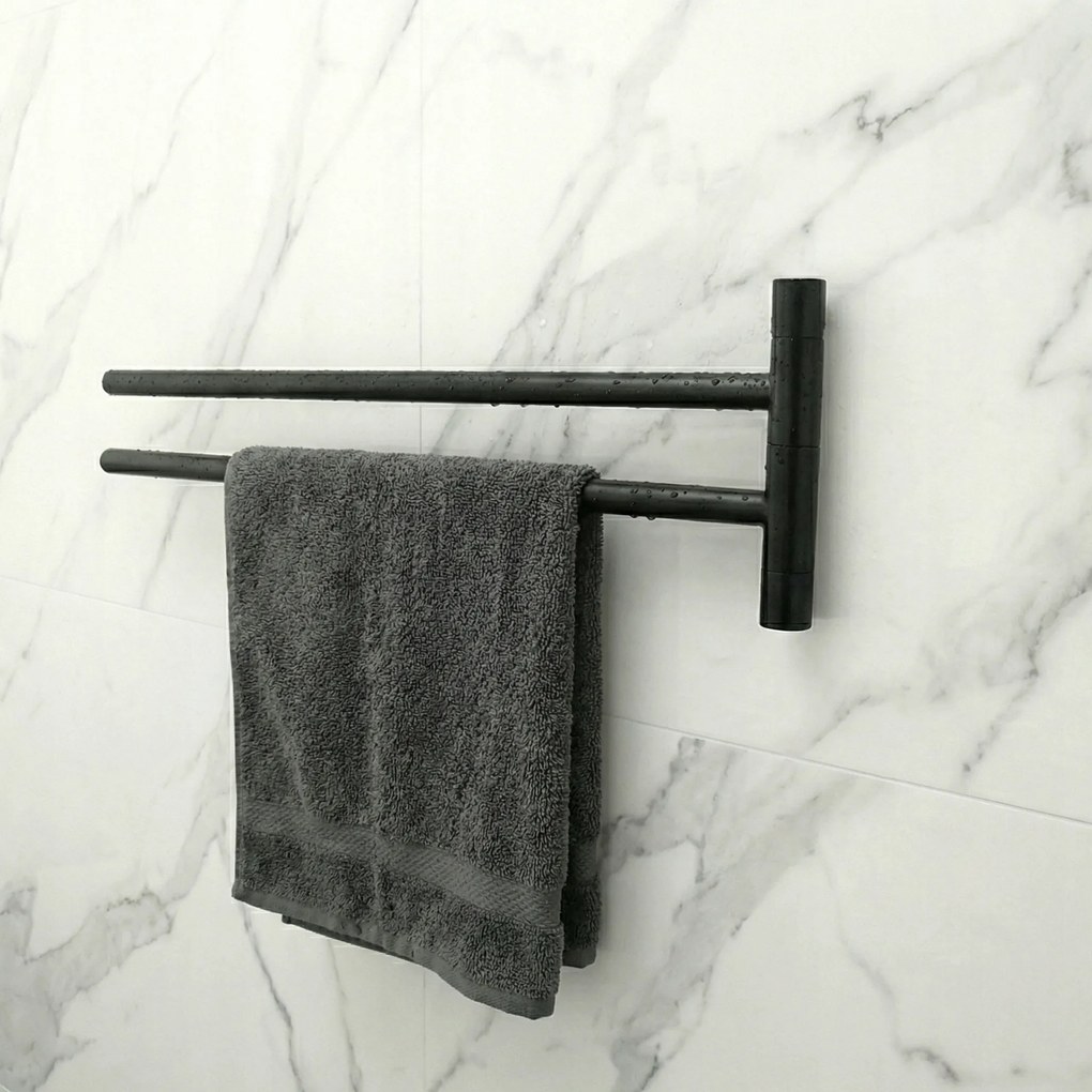 Nimco Bormo fekete törölközőtartó dupla forgó 42 cm rozsdamentes acél Brc 11096-90