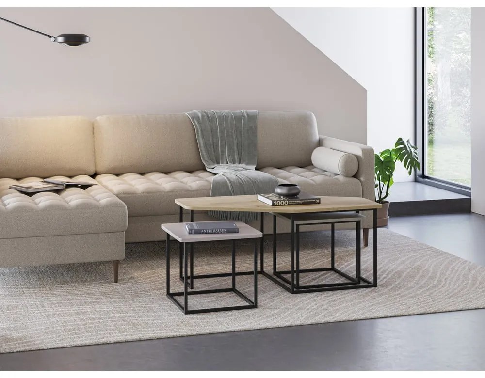 Dohányzóasztal szett 3 db-os 60x111,5 cm Zoya – Marckeric