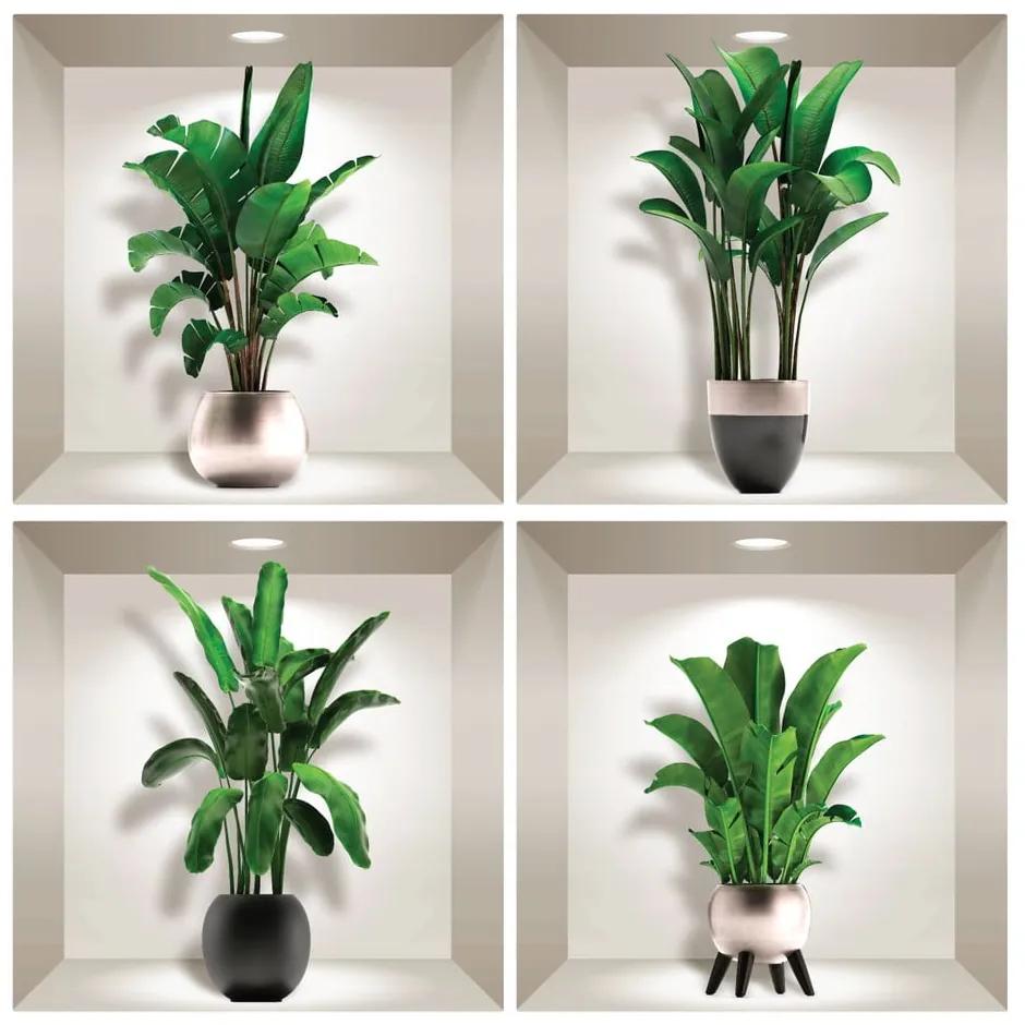 Exotic Palm Leaves 4 db-os 3D falmatrica szett - Ambiance