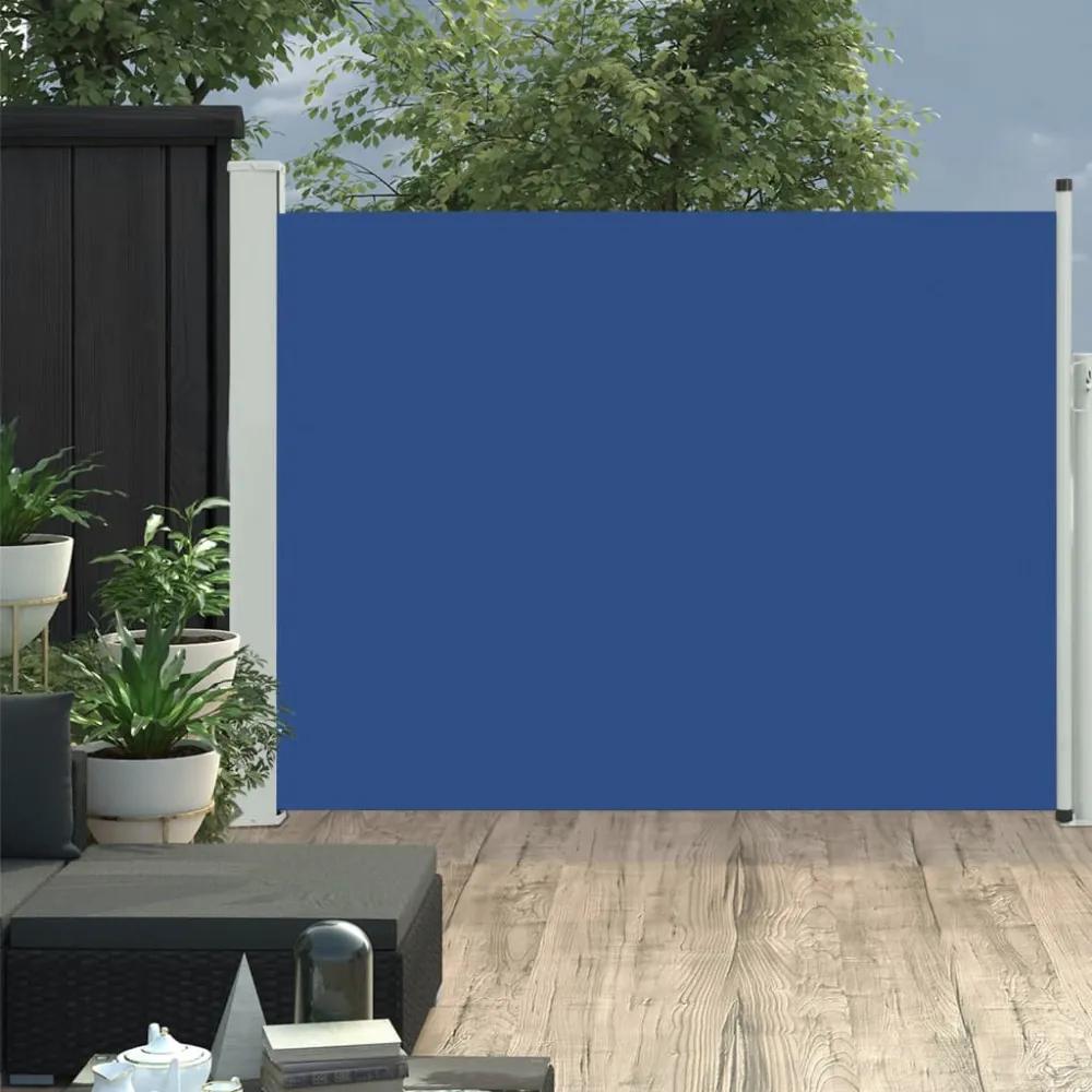 Kék behúzható oldalsó teraszi napellenző 170 x 500 cm