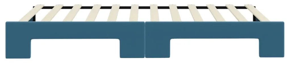 kék kihúzható bársony heverő 100 x 200 cm