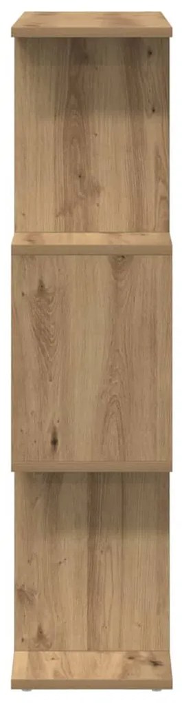 3 szintes kézműves tölgy fa elválasztó könyvespolc 70x24x97 cm