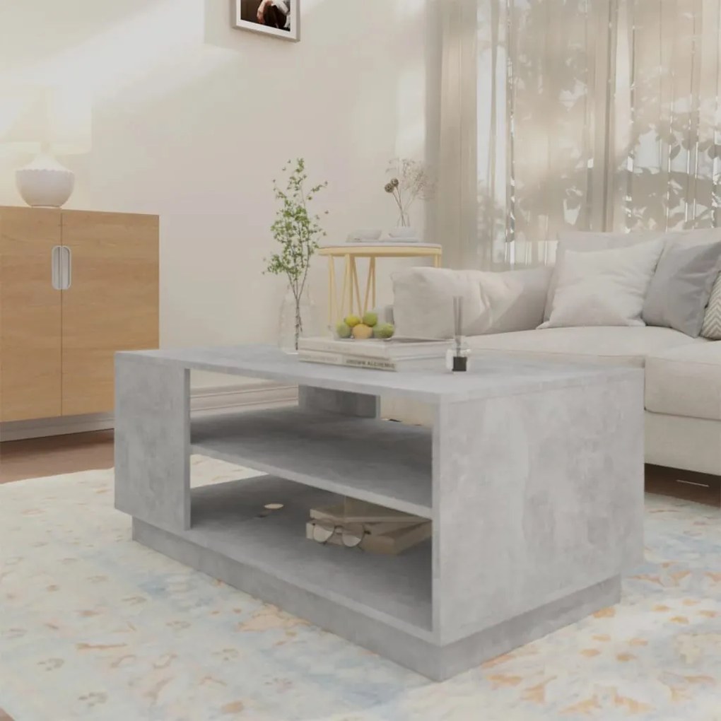 Betonszürke szerelt fa dohányzóasztal 102x55x43 cm