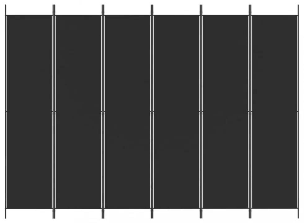 6 paneles fekete szövet térelválasztó 300x220 cm