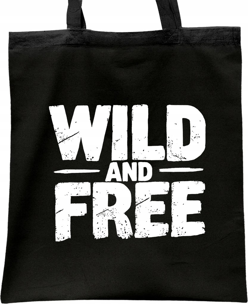Wild And Free fekete pamut bevásárlótáska