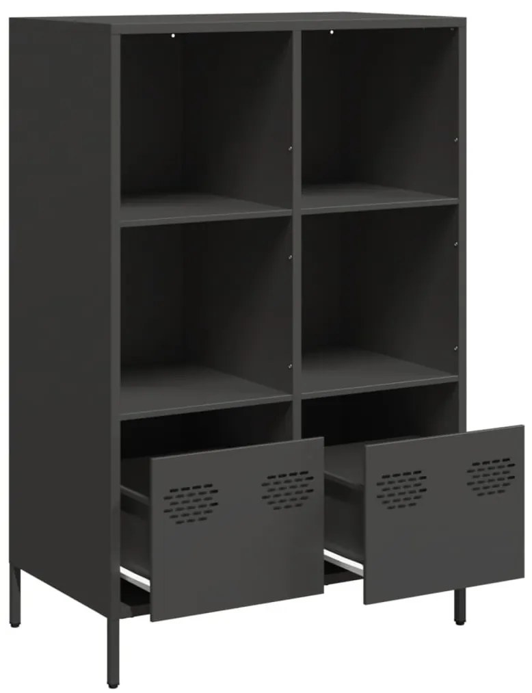 fekete acél magasszekrény 68 x 39 x 103,5 cm
