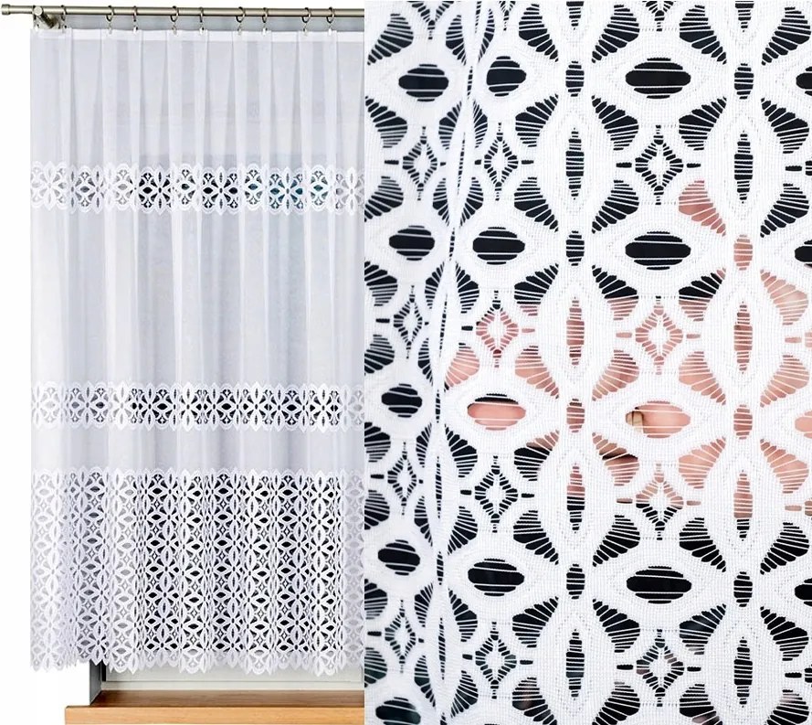 Jacquard függöny Adrianna 200x150cm egyenes virágmintás (kész) szegéllyel