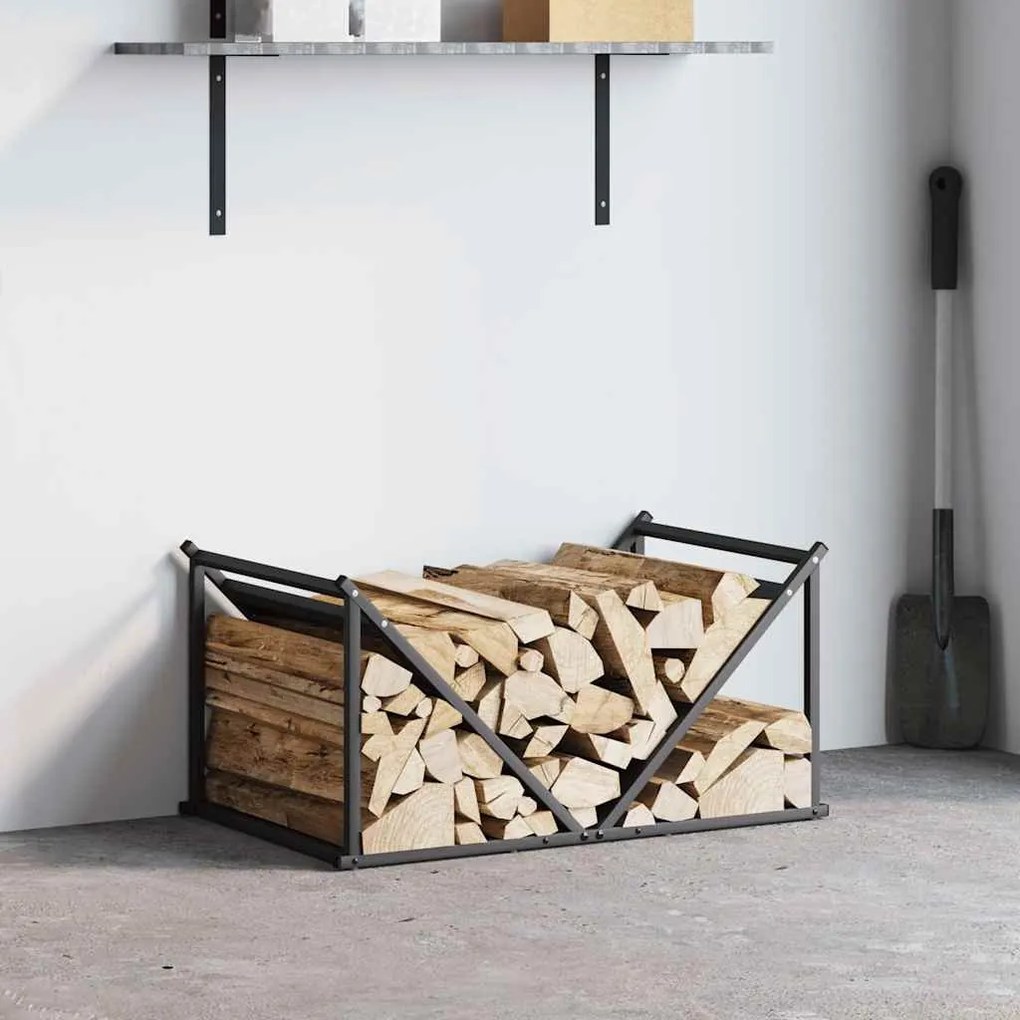 fekete hidegen hengerelt acél tűzifatároló 70x43x34,5 cm