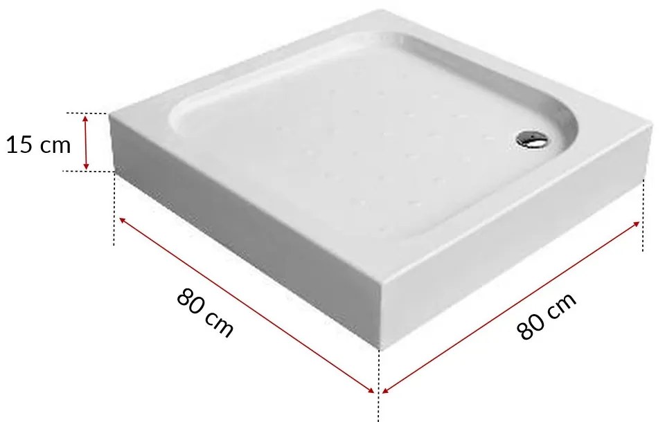Klonberg 80x80 cm-es szögletes akril zuhanytálca 80x80 cm