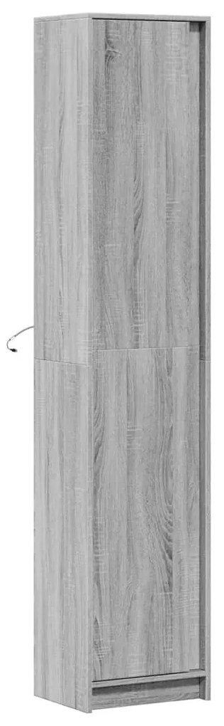 szürke sonoma szerelt fa LED-es magasszekrény 41,5x32,5x200 cm