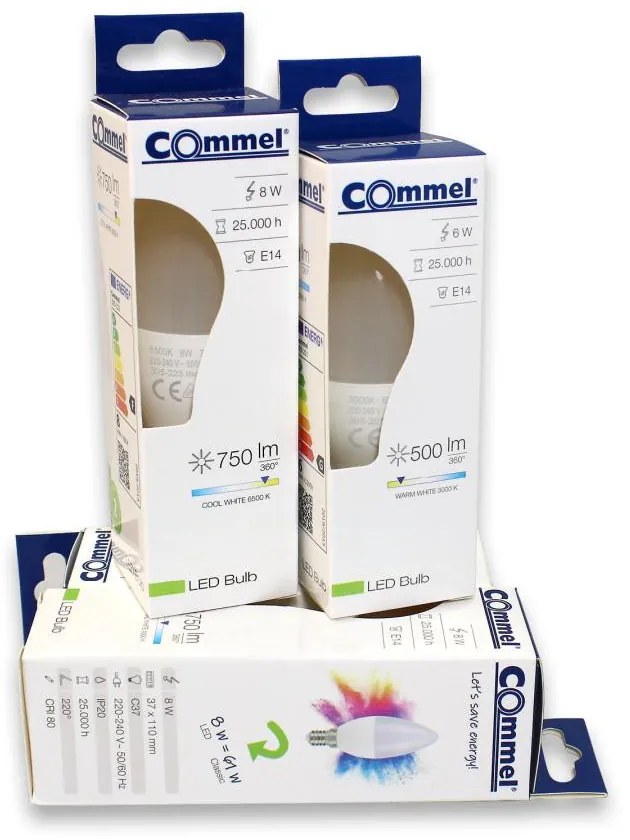 Commel Led izzó C37 4,9W E14 3000K gyertya Izzó