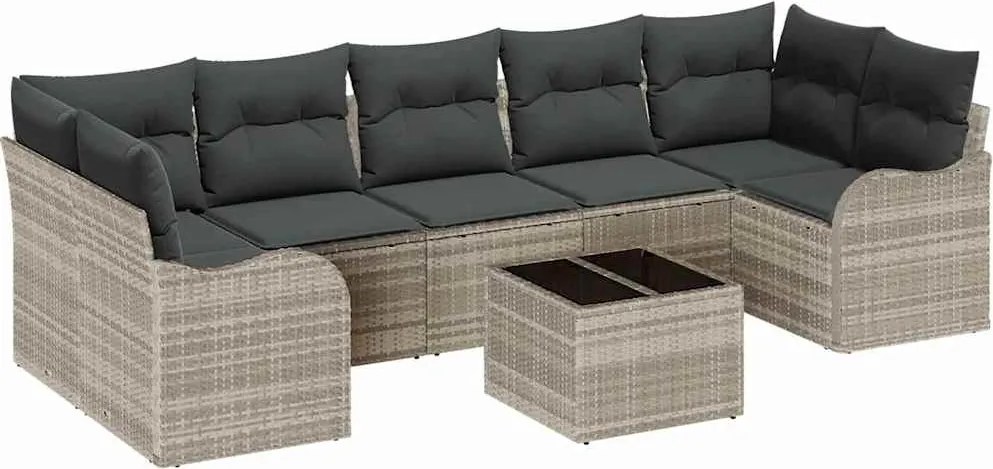 vidaXL Kerti Kanapé Szett Világosszürke 55 x 55 x 37 cm polirattan