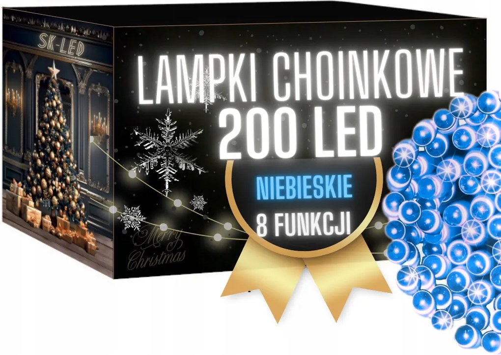 Karácsonyfa Fényfüzér 200 Led Kék 16M Kültéri Led Karácsonyfa Fényfüzér