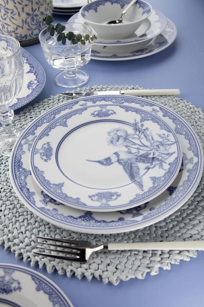 26 részes porcelán étkészlet kék-fehér