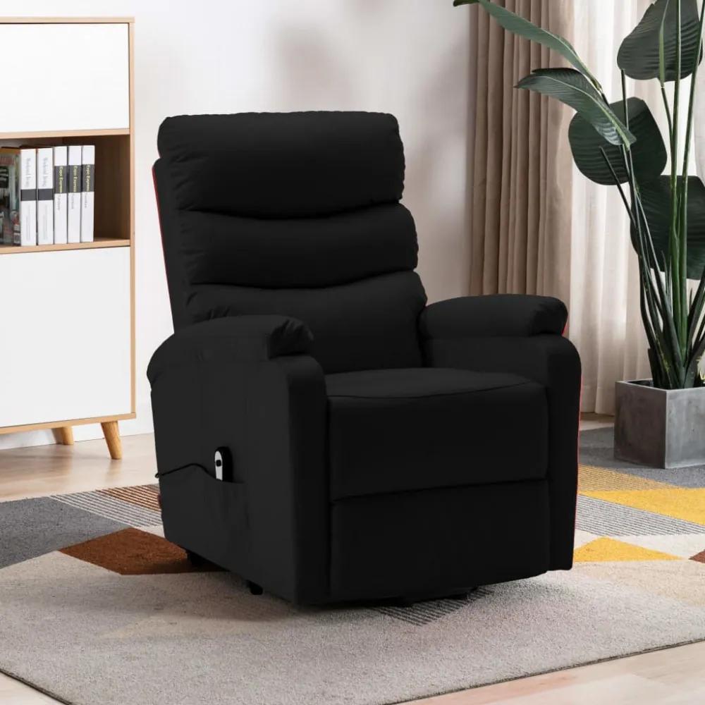 Fekete dönthető/emelhető műbőr fotel