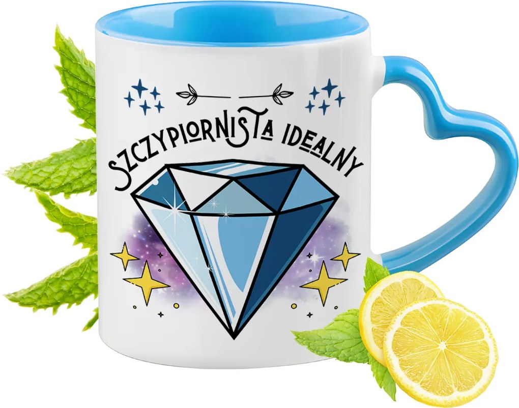 Metélőhagyma kék bögre szív alakú füllel ajándékba