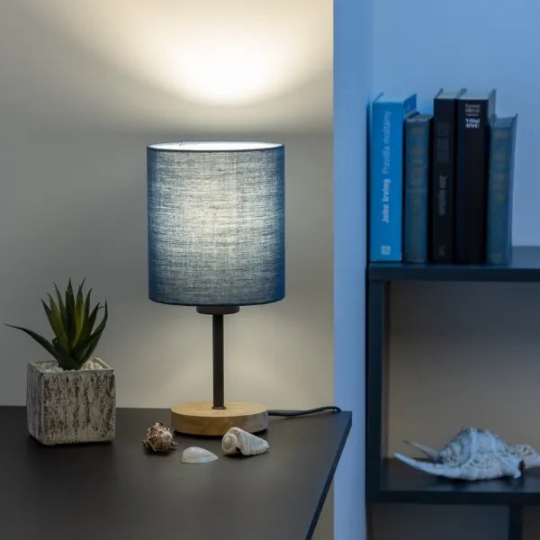 Brilagi - Asztali lámpa NUBILA WOOD 1xE27/25W/230V tölgy/sötét kék
