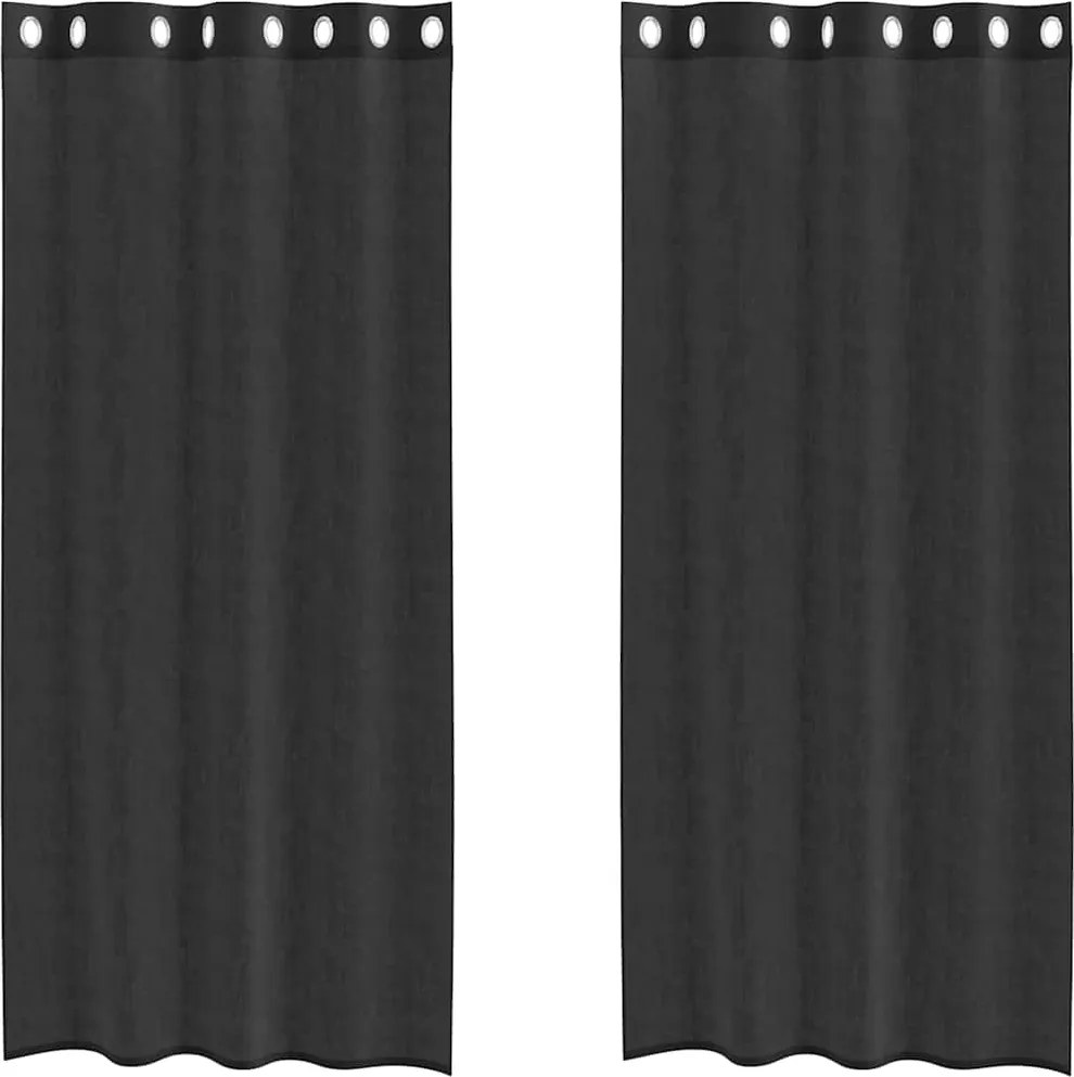vidaXL 2 db fekete fátyolfüggönyök rojtokkal 140x245 cm