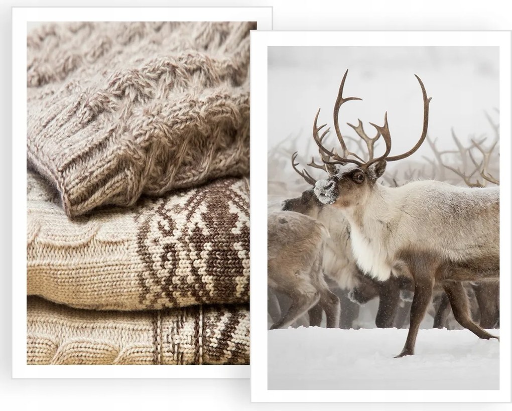 2 db-os kép szett 50x70 Téli Poszter Karácsonyi Tél Szarvas P2341