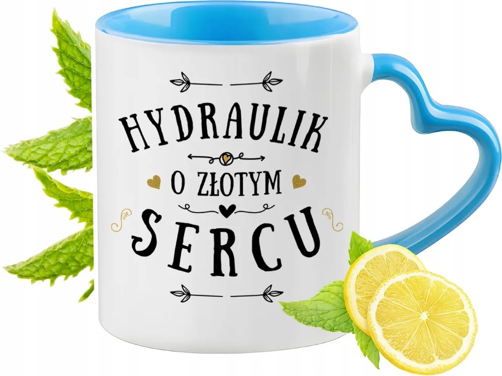 Vízvezeték szerelőnek Kék bögre szív alakú füllel ajándékba