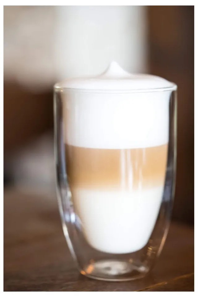 Üveg duplafalú bögre szett lattéhoz 6 db-os 350 ml – Vialli Design