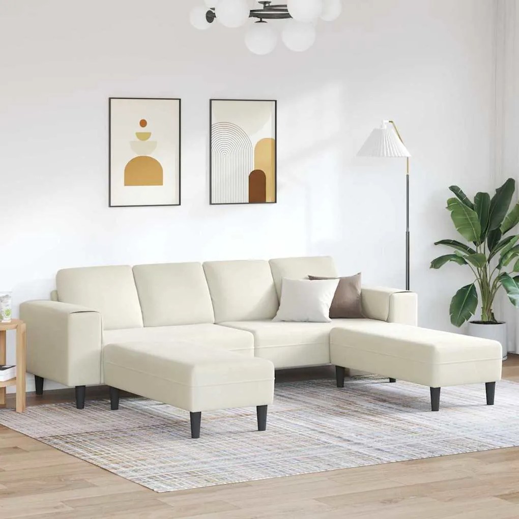 Kanapé Szett 3 pcs Krém Bársony