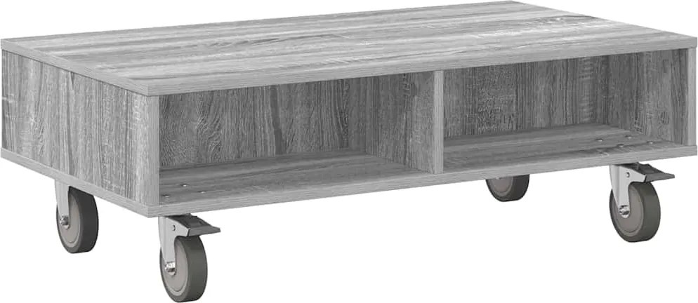 vidaXL Gördülékeny oldalasztal Szürke Sonoma 90 x 50 x 30 cm Faanyag