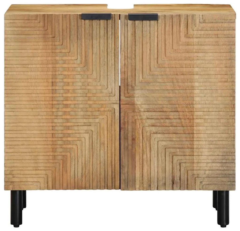 Barna tömör mangófa fürdőszobai mosdószekrény 62 x 33 x 58 cm