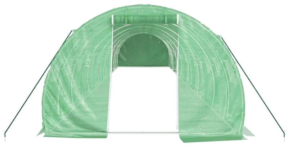 zöld acélvázas melegház 42 m² 14 x 3 x 2 m