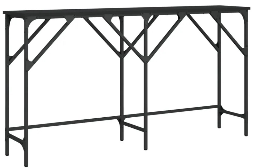 fekete szerelt fa tálalóasztal 140x29x75 cm