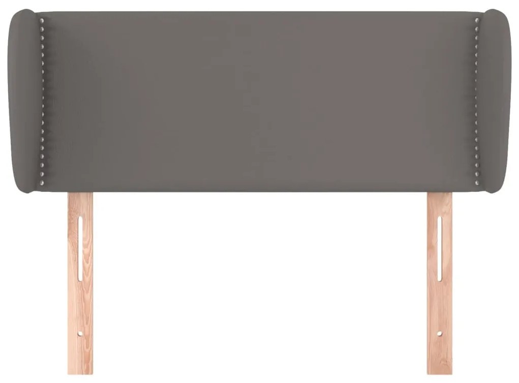 szürke műbőr szárnyas fejtámla szárnyakkal 83x23x78/88 cm
