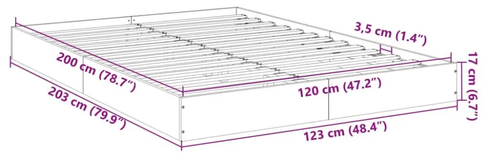 sonoma tölgy színű szerelt fa ágykeret matrac nélkül 120x200 cm