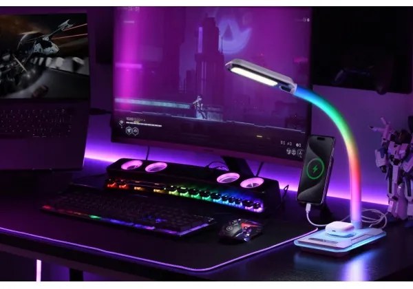 Immax 08989L - LED RGBW Dimmelhető asztali lámpa Qi töltővel 30W/230V fekete