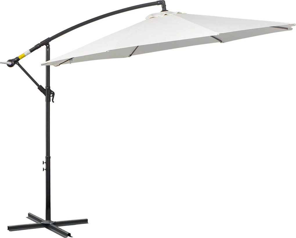 Outsunny Káprázatos Napernyő Ø300 cm, állítható árnyékolás UV védelemmel, Kerek napernyő állvánnyal, piaci napernyő, teraszi napernyő árnyékolás erkél