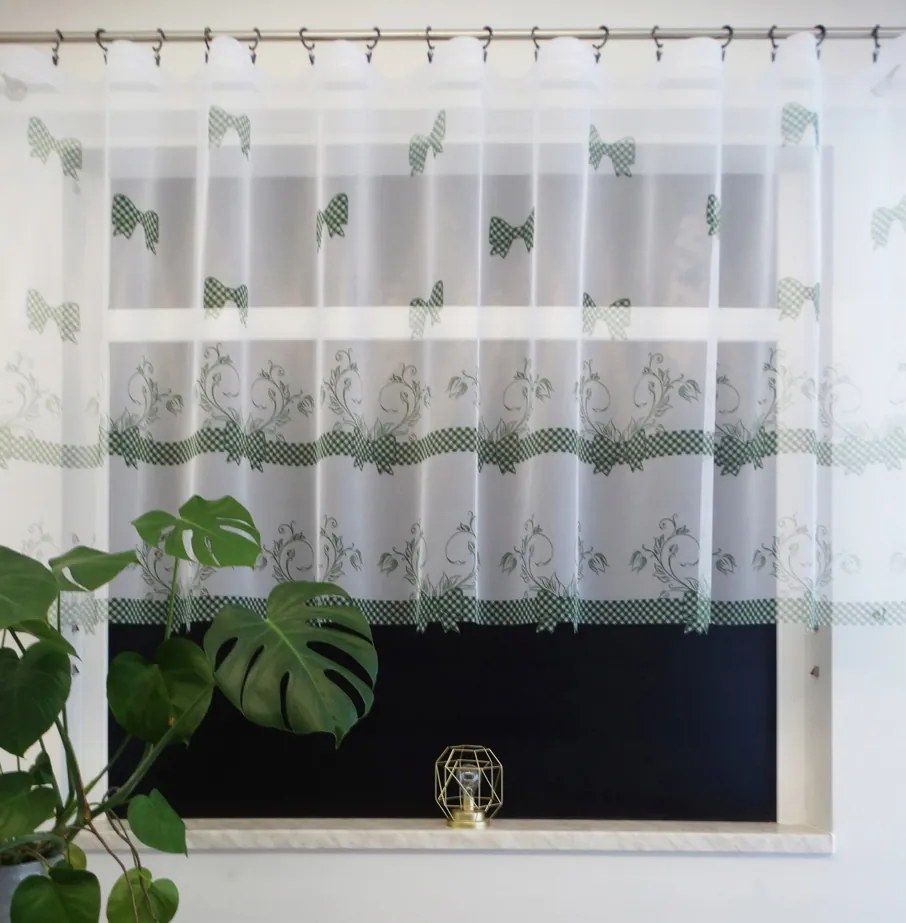 Mg Függöny háló Fehér Masni Zöld AD13 300x155cm kész Bt